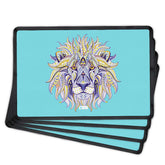 Ornamental Lion Illustration (Blue) Table Mat